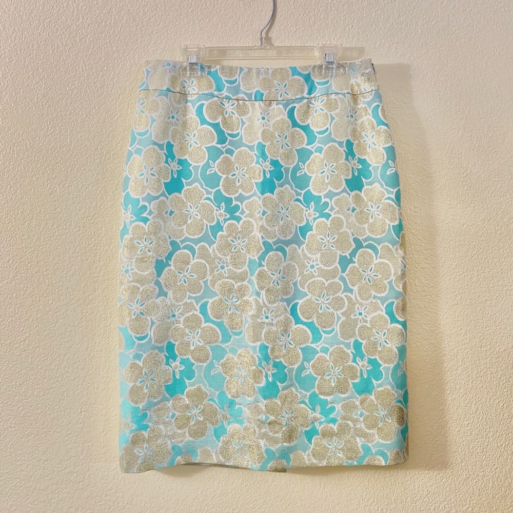 Banana Republic Brocade Gold and Seafoam Green